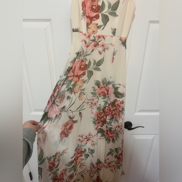 Lulus Cream Floral Print Maxi Dress Size XS Extra Small - Picture 3 of 7